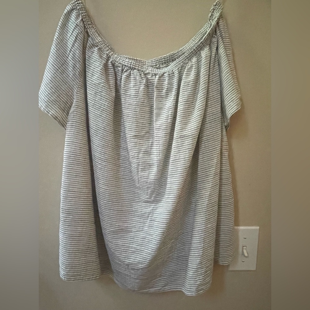 NWOT GAP Blue and White Stripe Off-Shoulder Blouse